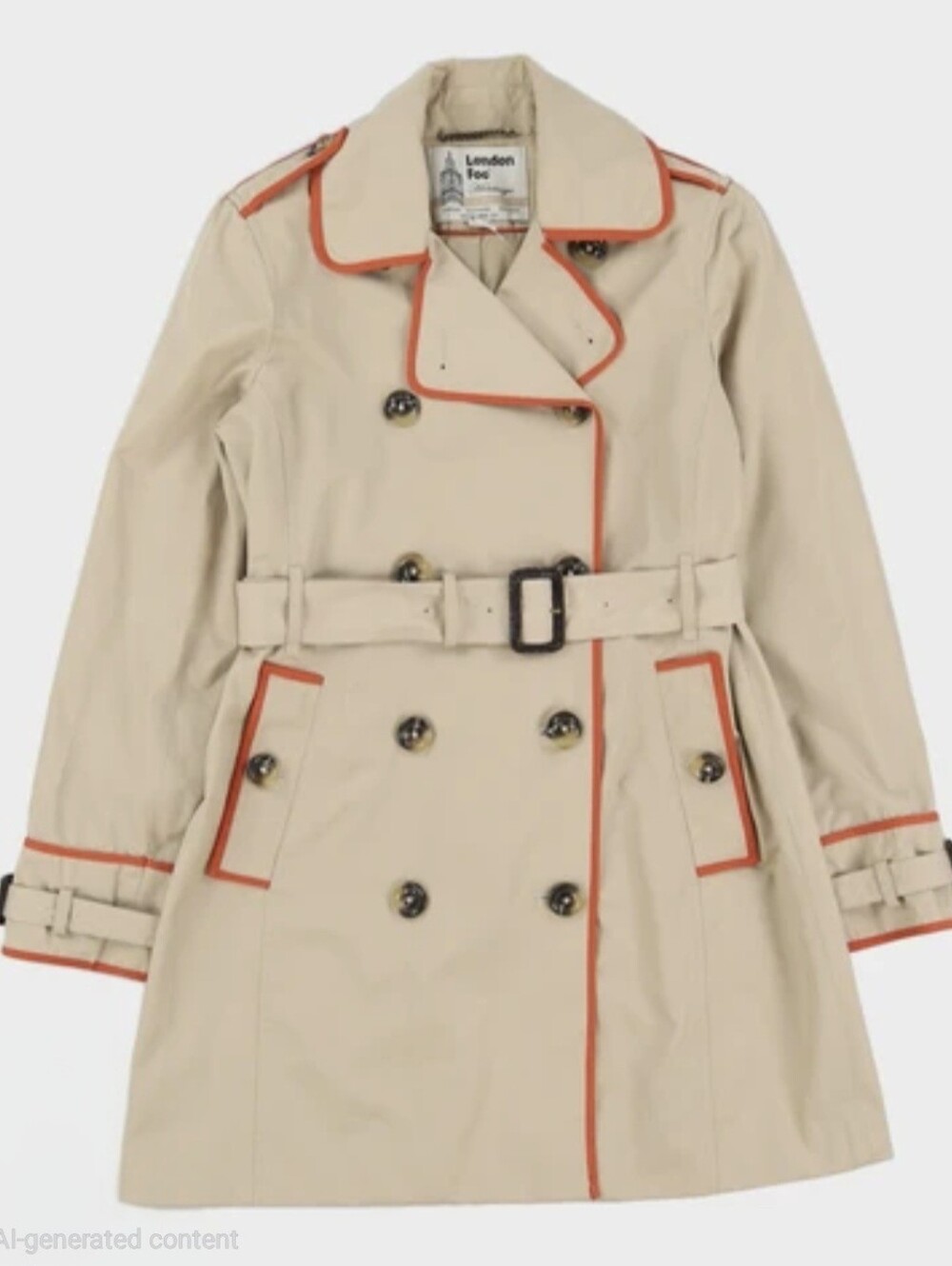 Womens Vintage London Fog Double-Breasted Short Trench Coat Size Medium